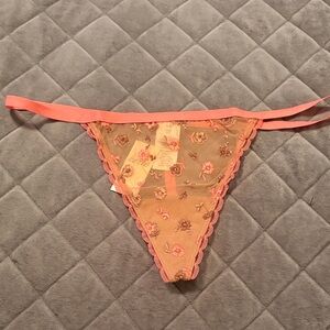 Aerie Coral and Peach Lace Thong